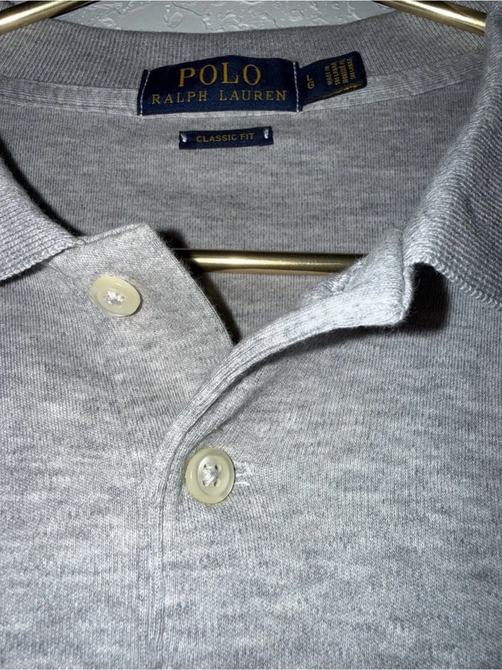 Polo Ralph Lauren Mens Large Gray Golf Polo Pima Soft Touch Custom Fit shirt